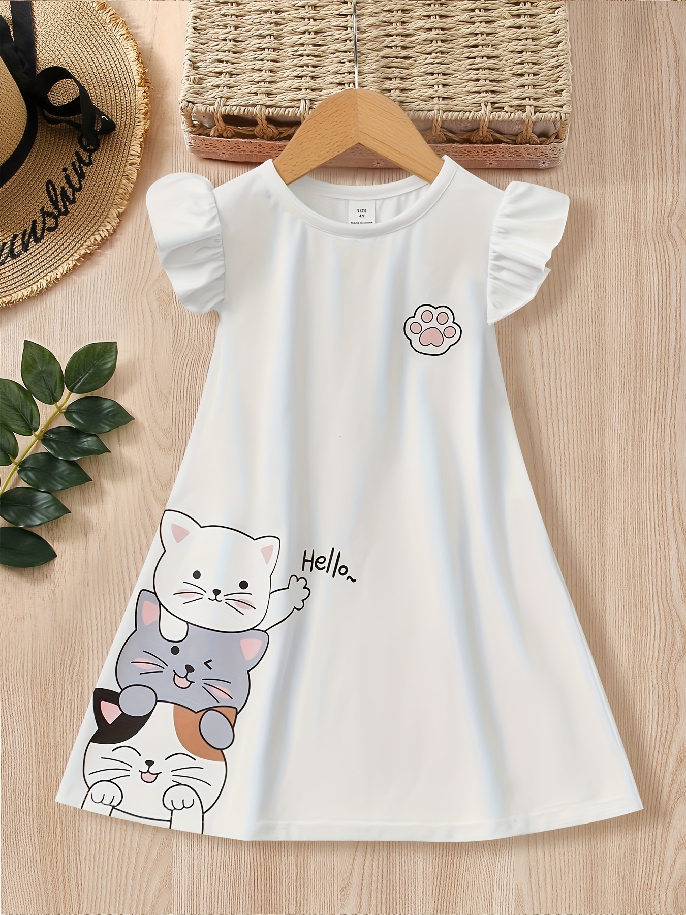Cute Cats Allover Print Girls Short Sleeve T-shirt Dress For Leisure Or  Outfit, Kids Clothing - Temu