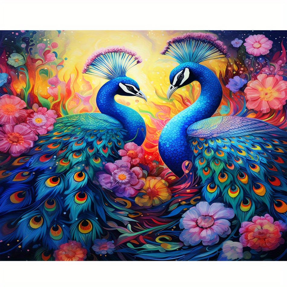 5d Diy Diamond Painting Peacock Full Of Rhinestones Round - Temu