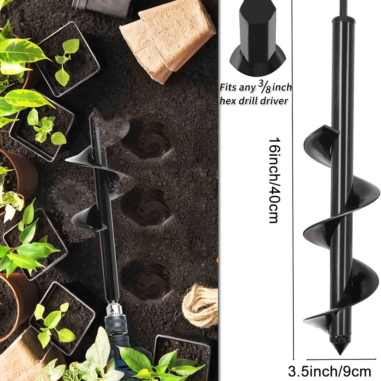 Garden Auger Drill Bit For Planting 2 Pack 3 5 X16 And 1 6 X16 5
