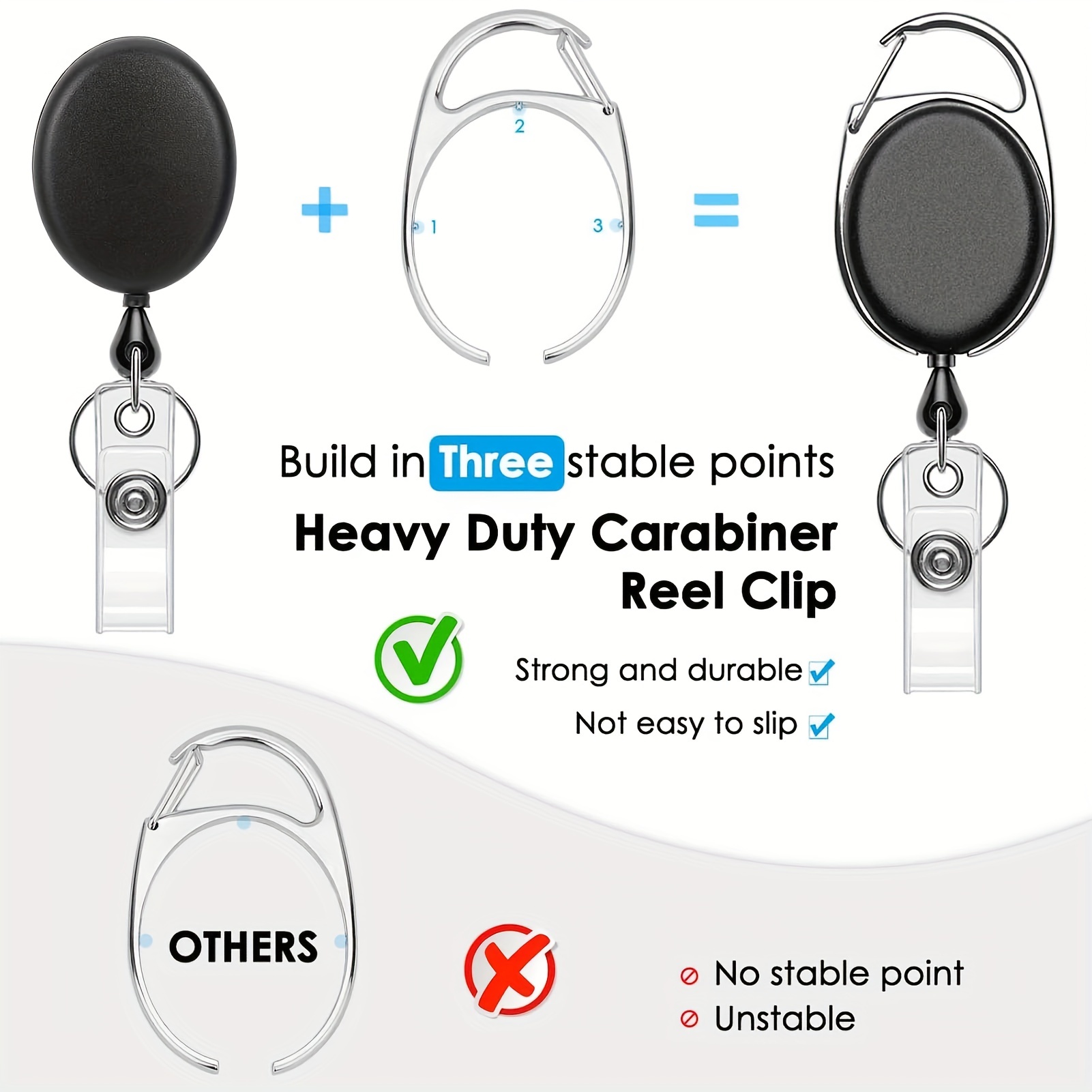 Teskyer Heavy Duty Retractable Badge Holders with Carabiner Reel