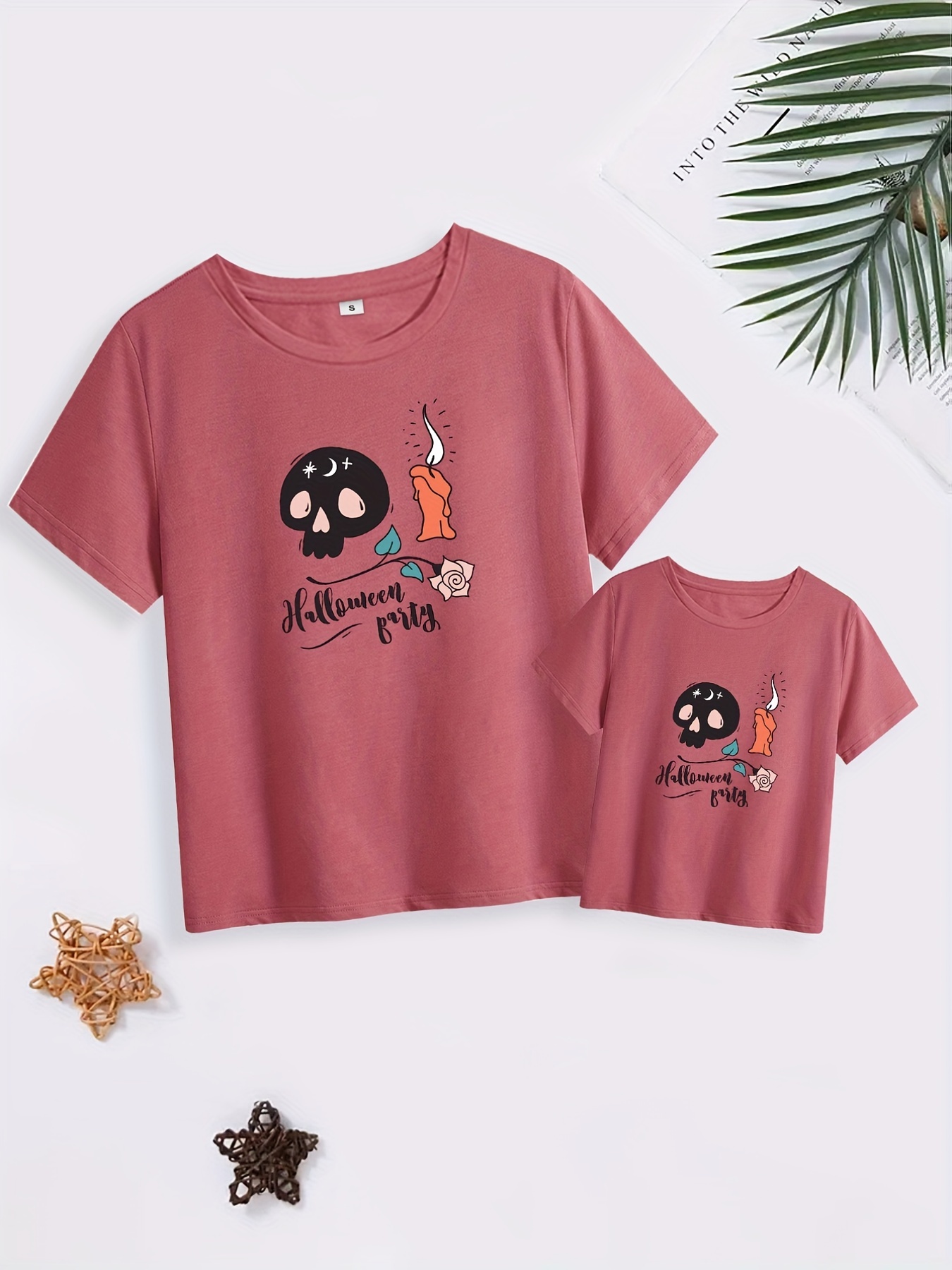 Halloween Party Family Matching Cotton Bat Graphic Short*sleeve T-shirts  And Allover Pumpkin Print Drawstring Ruched Bodycon Dresses Sets For Summer  - Temu Australia
