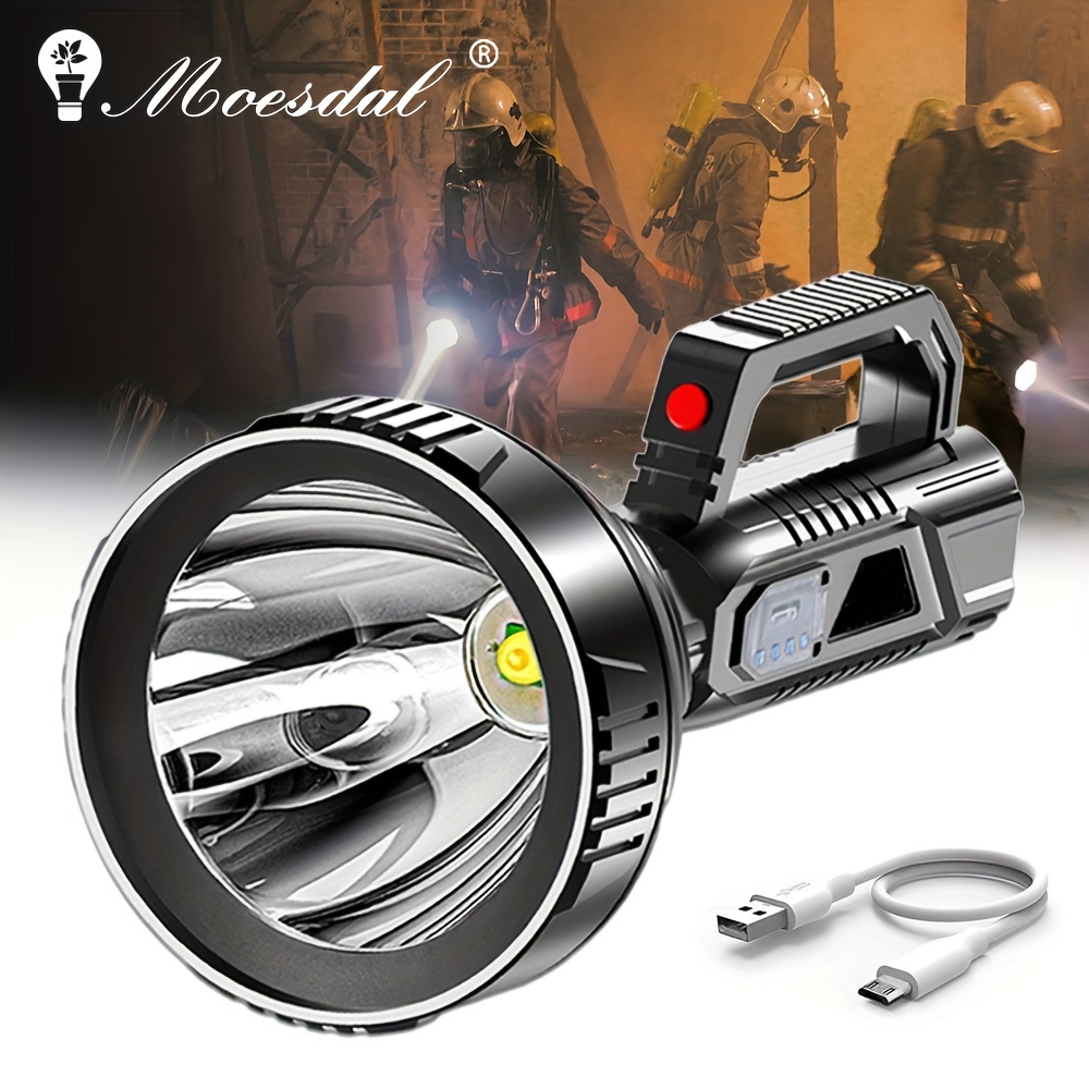 

Powerful Led Searchlight, Portable Waterproof Usb Rechargeable Torch, With Power Display, For Outdoor Camping Fishing, Construction Work, Hiking Hunting