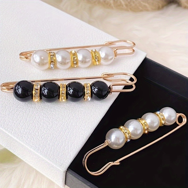 Pearl Brooches Sweater Shawl Hat Clip Neck Pins Women - Temu