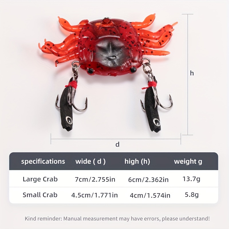 1x Fishing Crab Soft Lure Equipment Artificial Crab Bait Trap White/Red  7/14cm