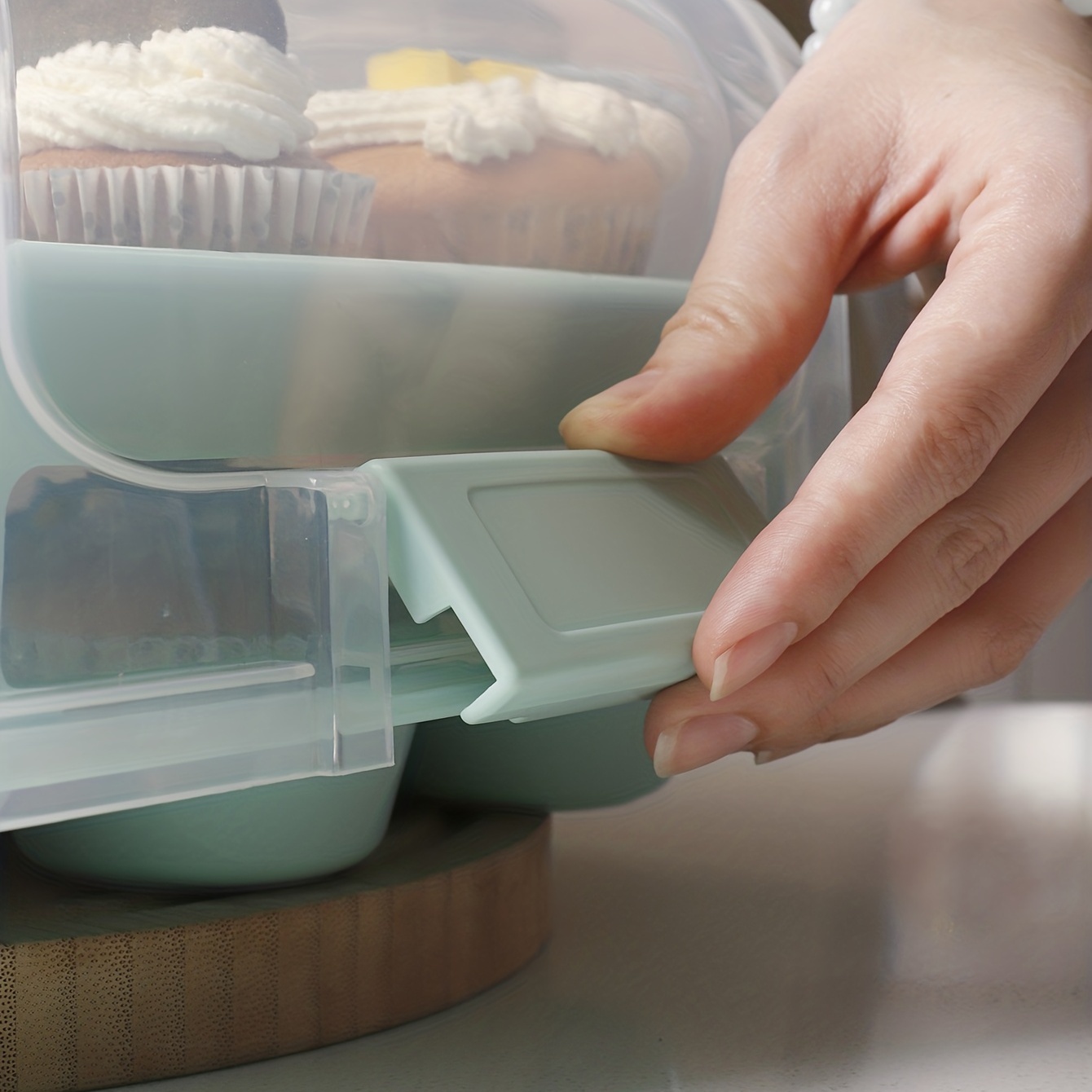 1pc 24-grid Double Layer Cupcake Box With Lid, Portable & Reusable