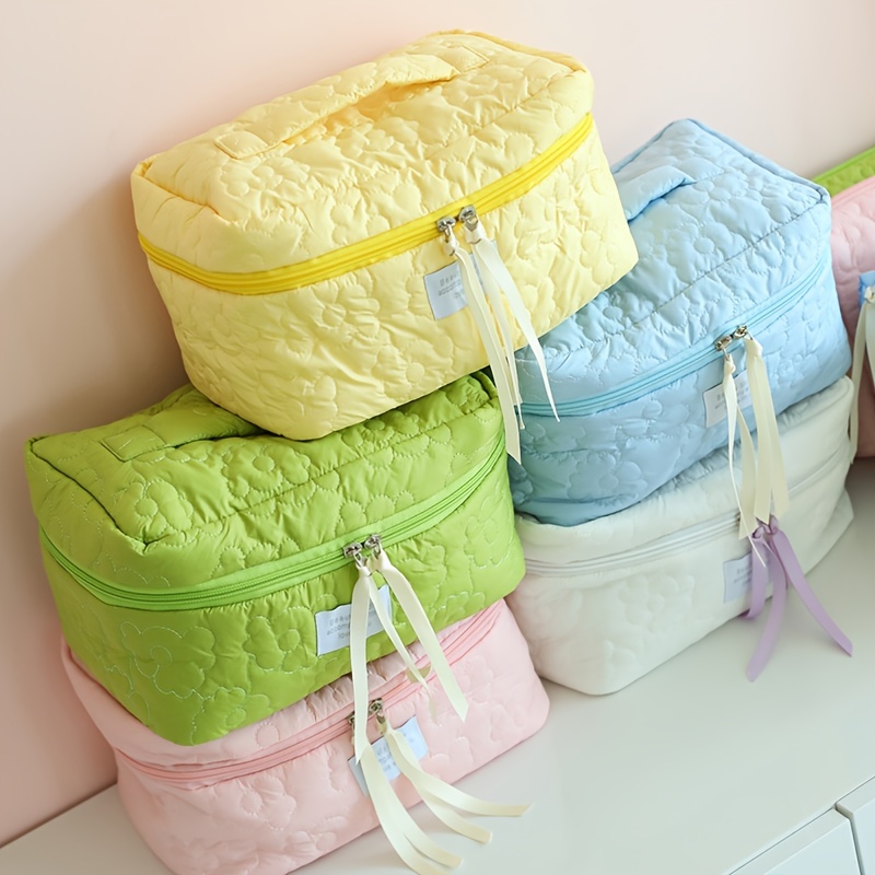 Cute Plush Makeup Bag for Women Portable Travel Small Cosmetic Bags Solid  Color Zipper Toiletry Bag Washing Pouch Storage Bags