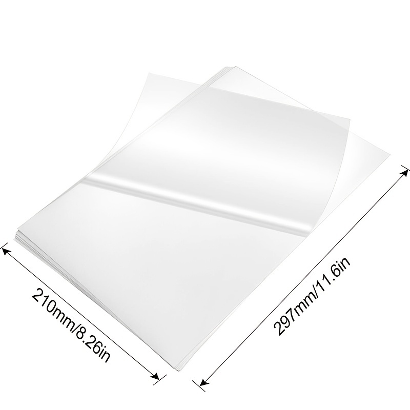 (20 hojas) Papel adhesivo semi transparente para impresora de inyección de  tinta, papel adhesivo de vinilo imprimible transparente de 8.5 x 11 para