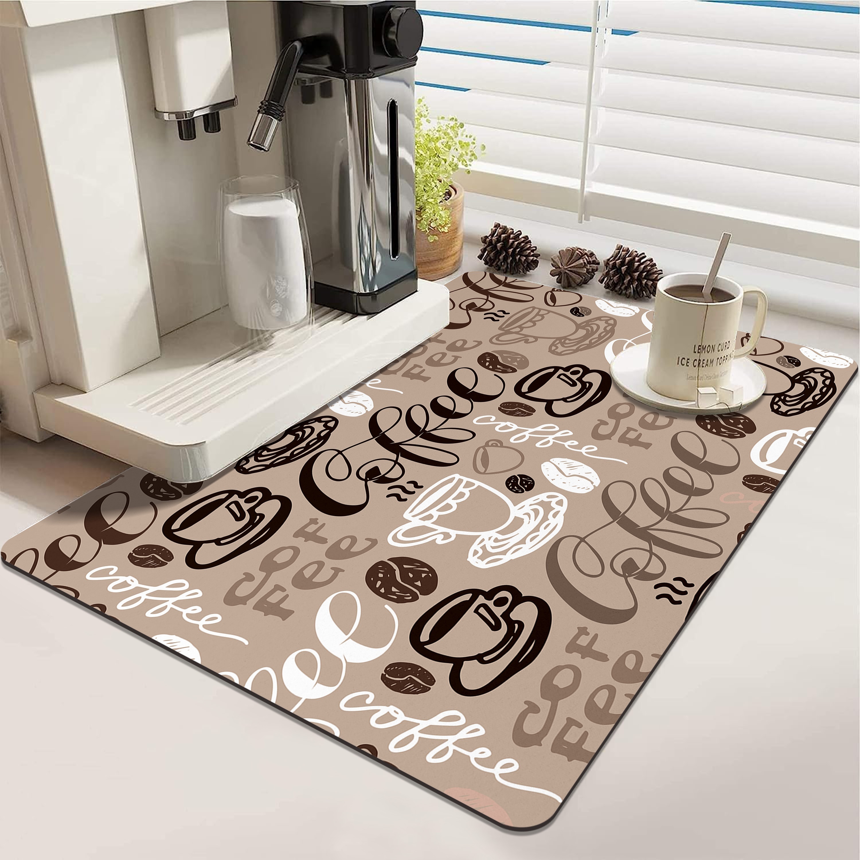 Dish Drying Pad, Coffee Machine Polyester Drainage Mat, Kitchen