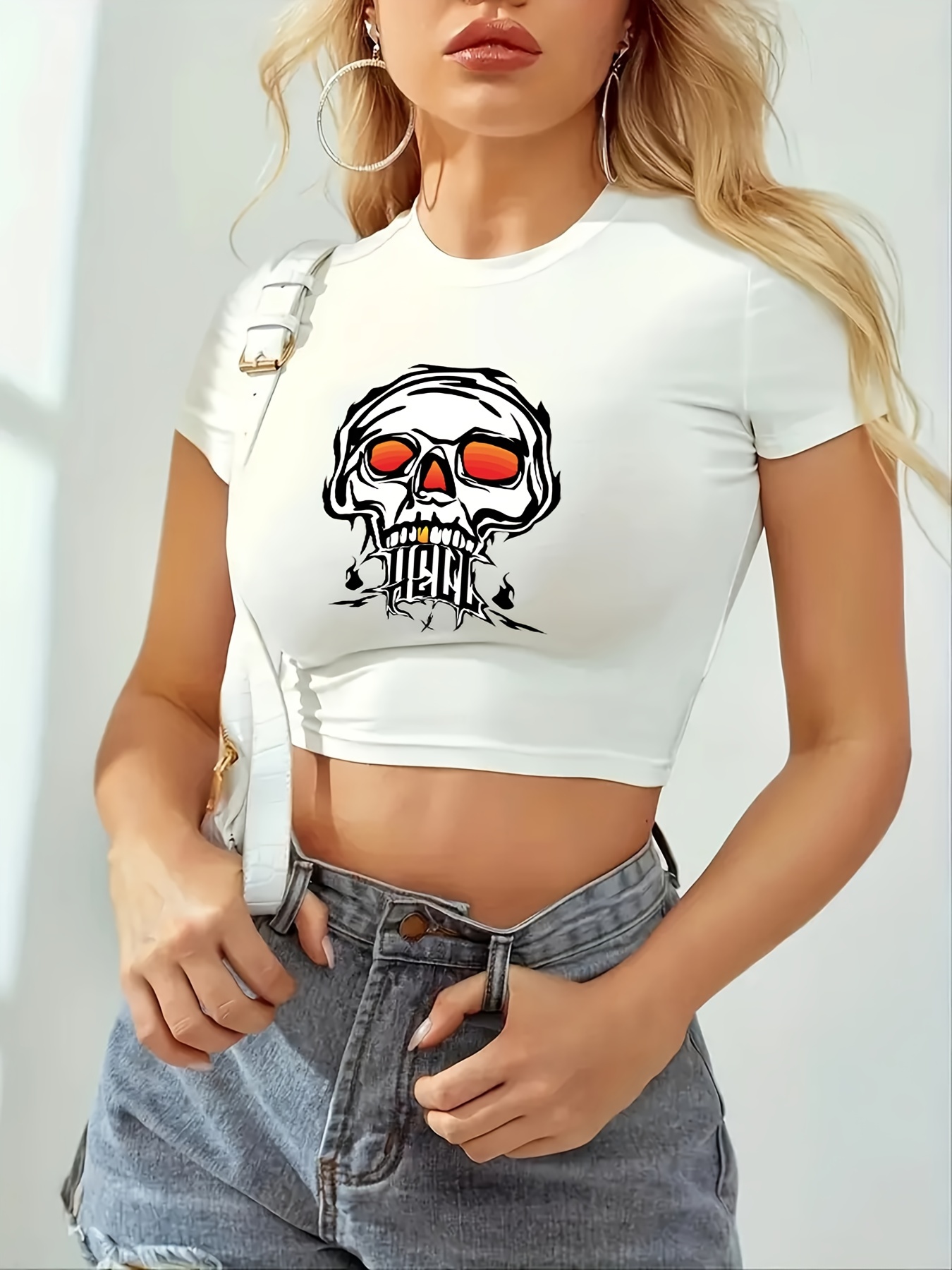 💀 White Skeleton Cropped Top Y2K