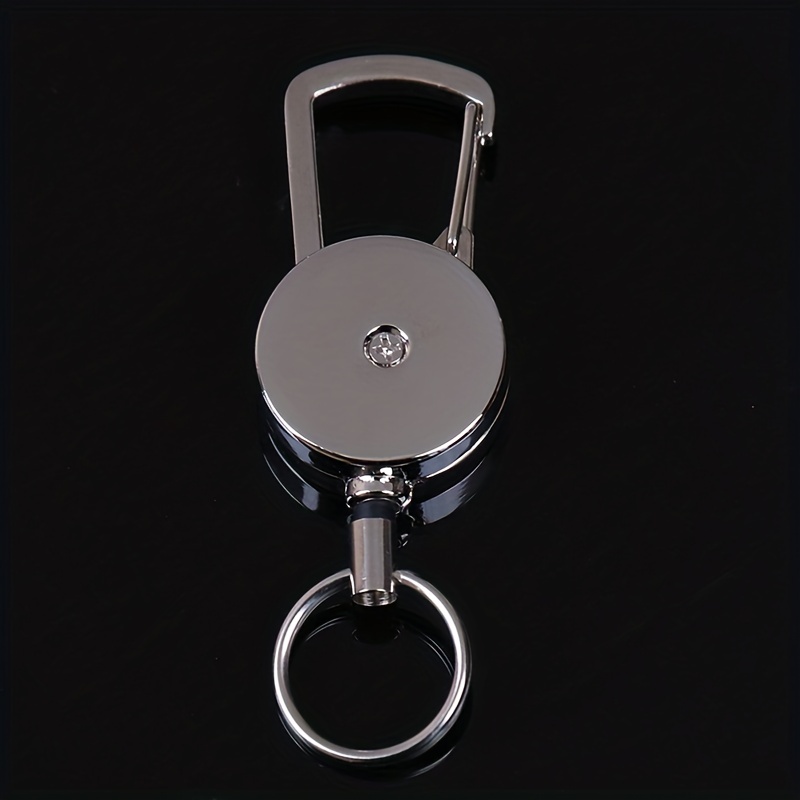 1pc Retractable Key Ring With 19.69inch Rope, Portable Metal Carabiner ID  Card Badge Holder