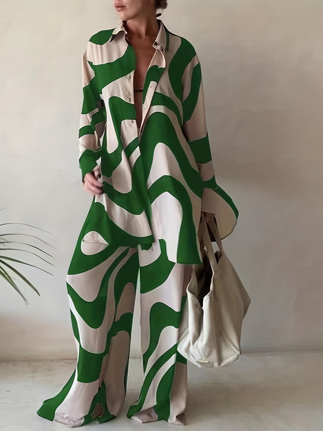 Abstract Stripe Print Two Piece Set