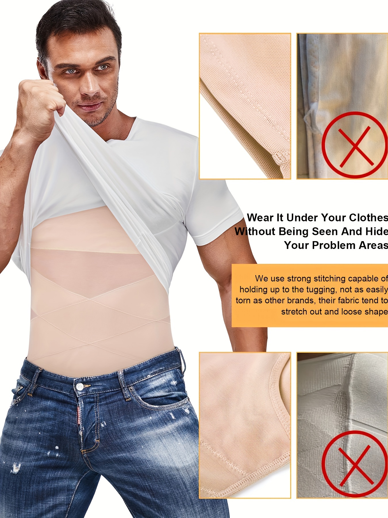 Men's Slimming Body Shaper Posture Corrector Abdomen Compression Shirt Vest  Tops