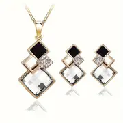 1 pair of earrings 1 necklace elegant jewelry set geometric design multi colors for u to choose match daily outfits party accessories details 4