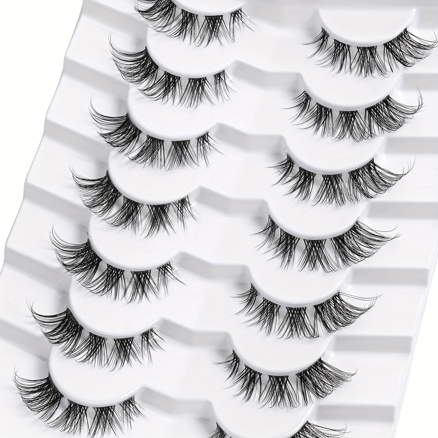 Cluster Lashes Natural Look, Wispy Manga Eyelash Extensions Strip, Cat Eye  Lashes With Transparent Stem Short Anime Korean Makeup False Eyelashes -  Temu