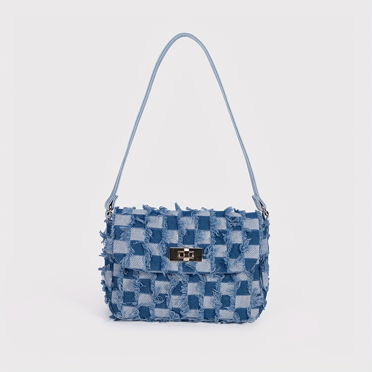 Trim Denim Hobo Bag, Trendy Shoulder Bag With Coin Purse, Argyle Pattern  Underarm Purse - Temu Germany