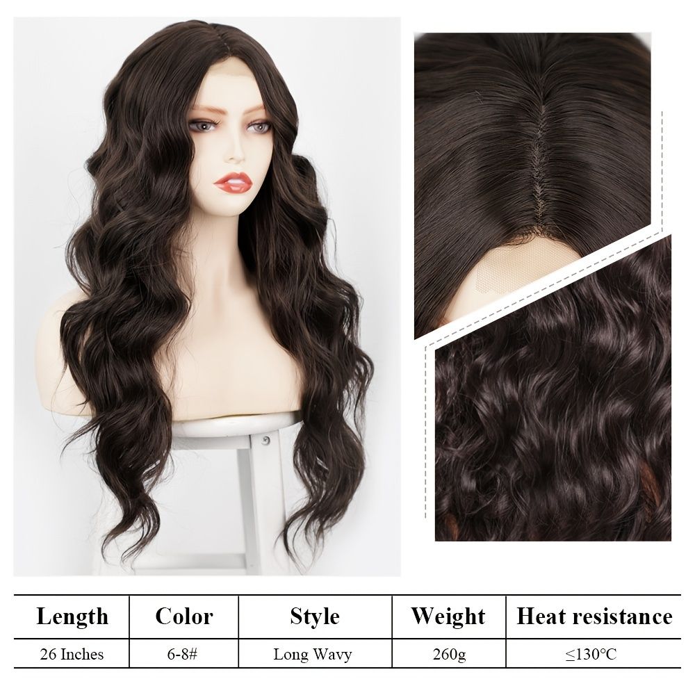 Front Lace Natural Black Wig For Women Chemical Fiber Long Curly Hair Big  Wave Wigs Fake Hair 26 Inch - Beauty & Personal Care - Temu