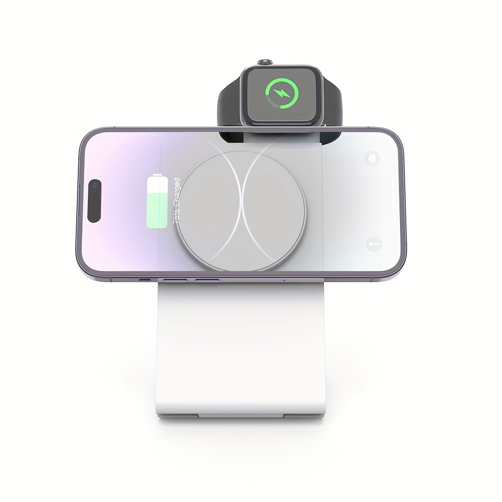 Cargador inalámbrico magnético para iPhone: estación de carga Fodable 3 en  1 para múltiples dispositivos Apple - Base de carga de viaje para Apple