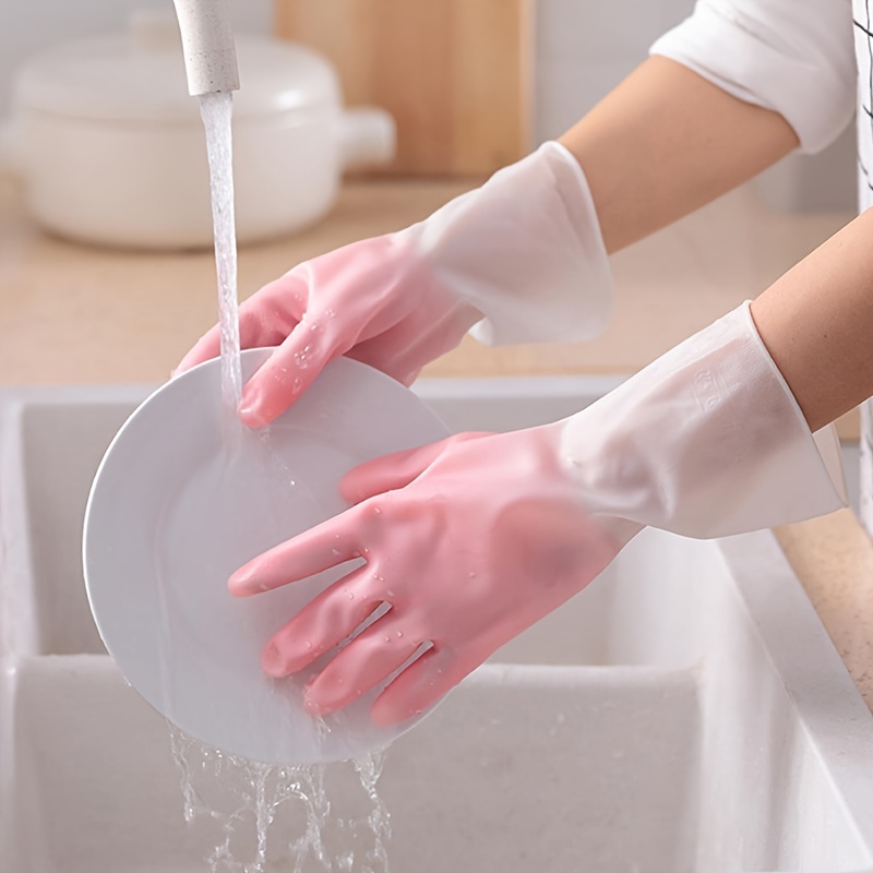 2pcs Set Kitchen Dish Washing Gloves PVC Rubber Silicone Latex