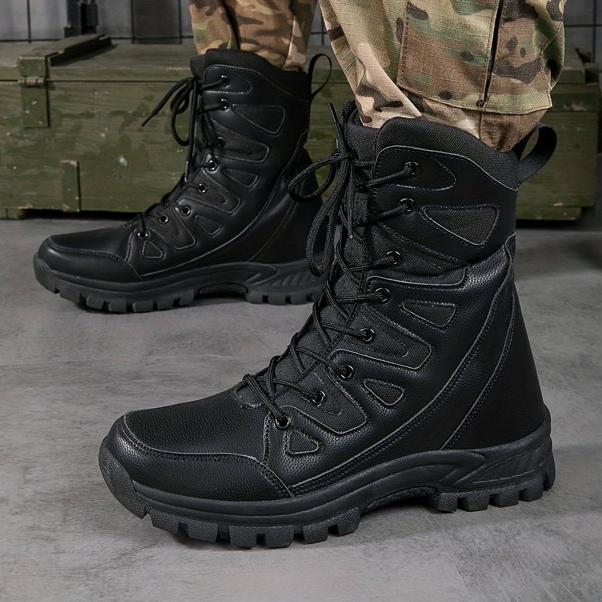 Botas Militares Tácticas Piel Sintética Moda Botas Militares - Temu Mexico