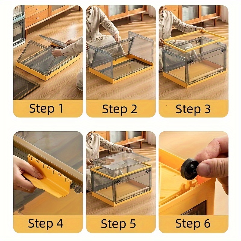 Transparent Plastic Folding Storage Box With Four Sides - Temu