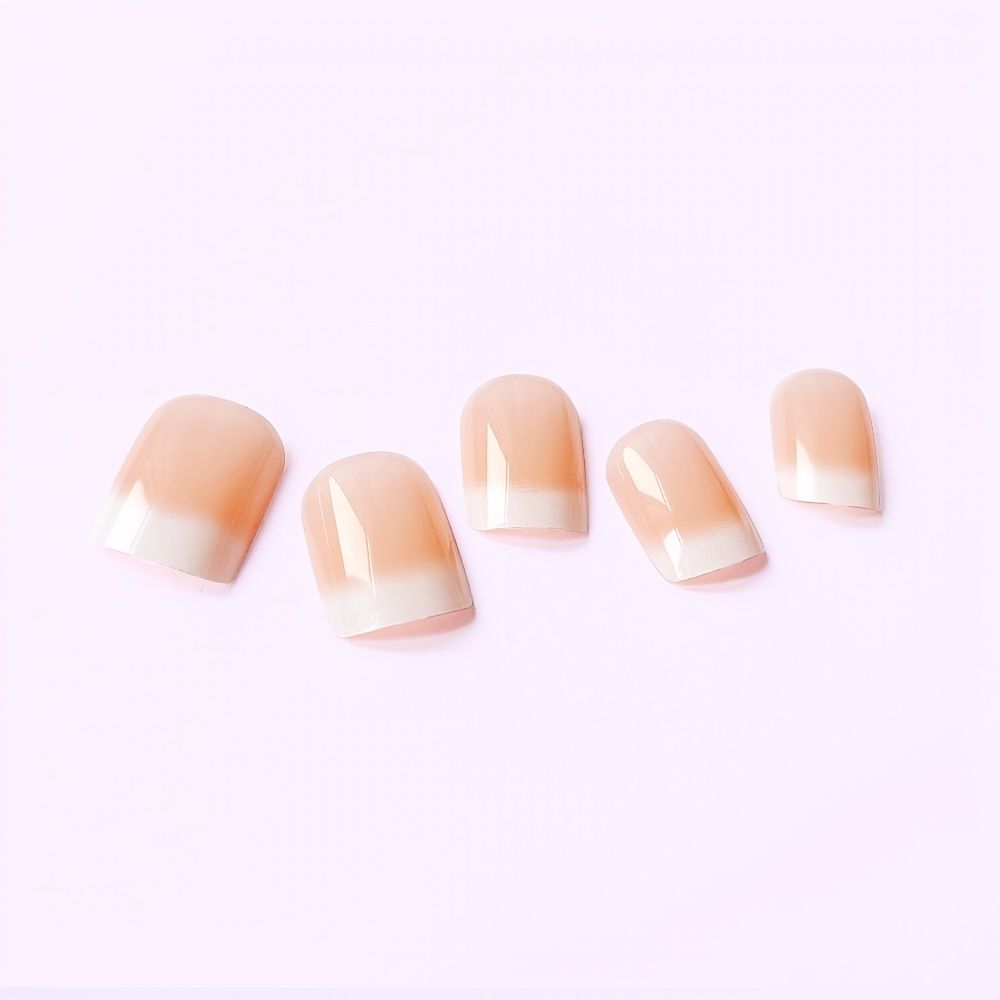 Press On Nails Short French Gradient Nails Extra Short False Nail Tips  Manicure Fake Nails Kit Finger Wear - Beauty & Personal Care - Temu