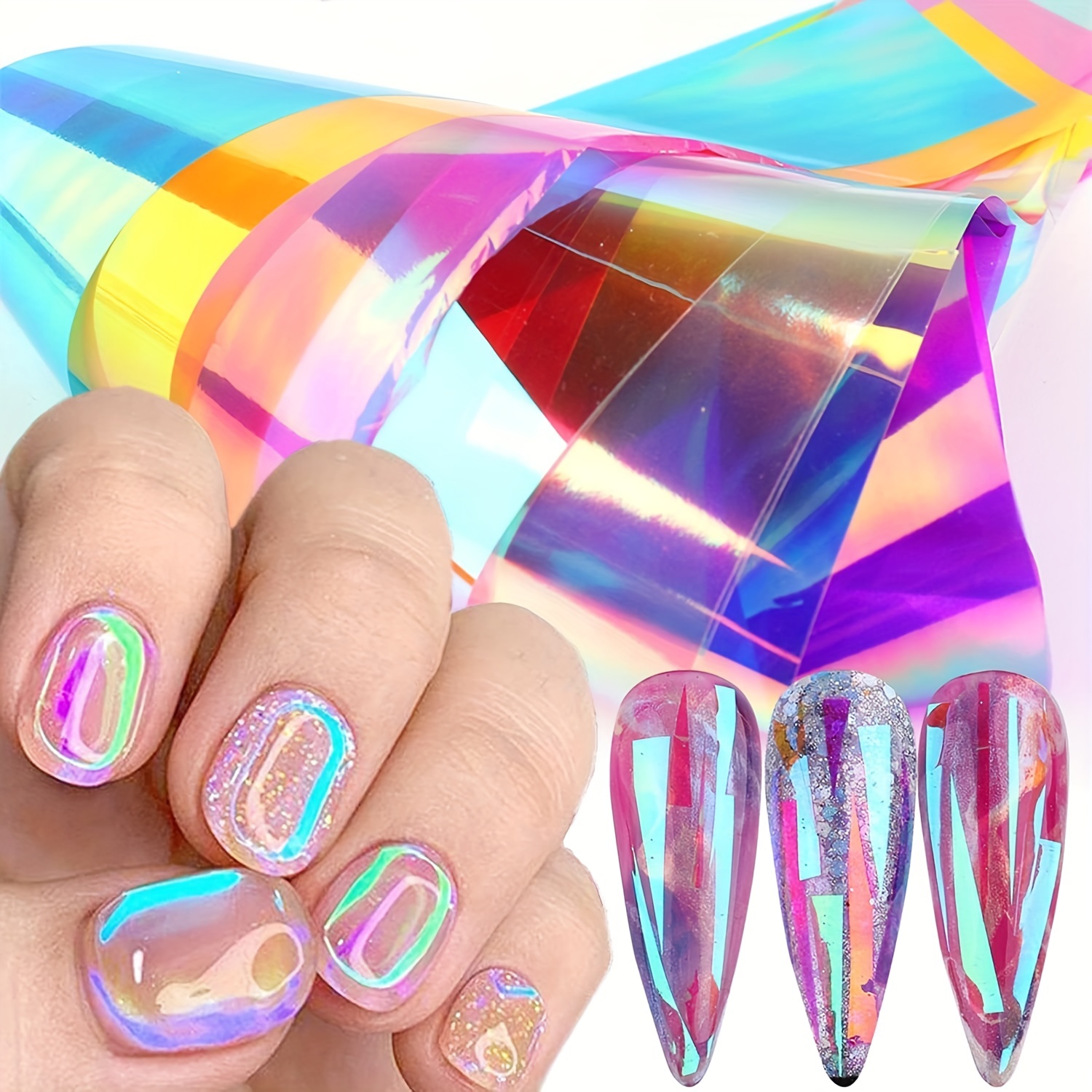 Marble Nail Foil Transfer Sticker 10 Roll Colorful Marble Nail Art
