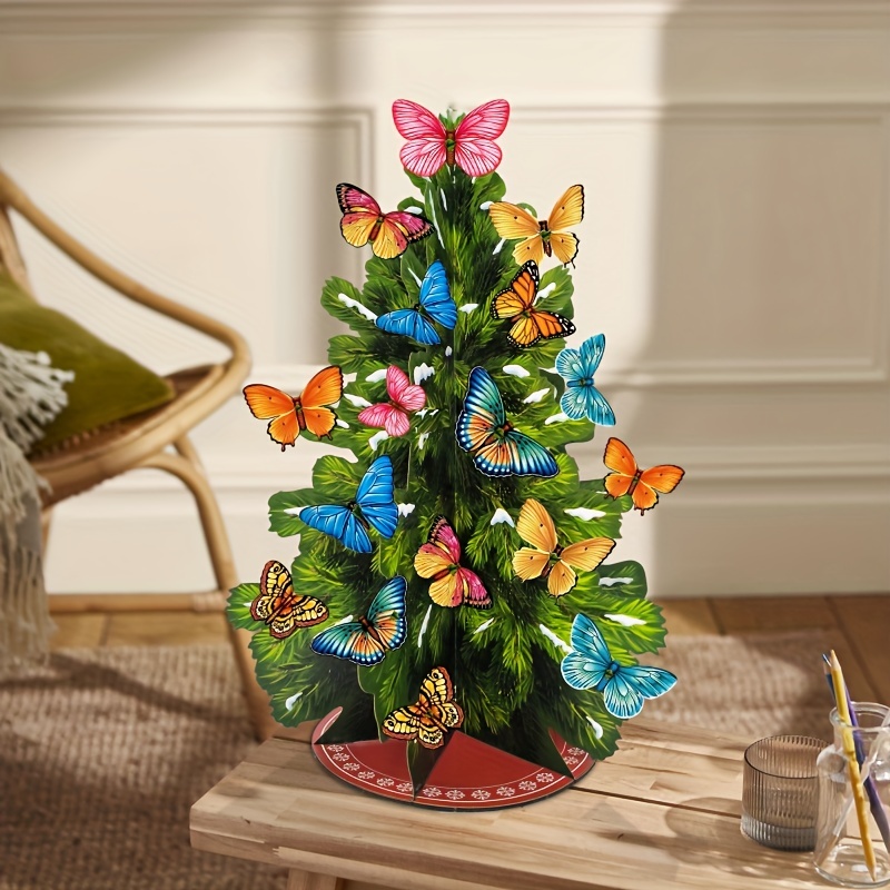 3d Pop Up Christmas Tree Detachable Bird Butterfly Penguin - Temu