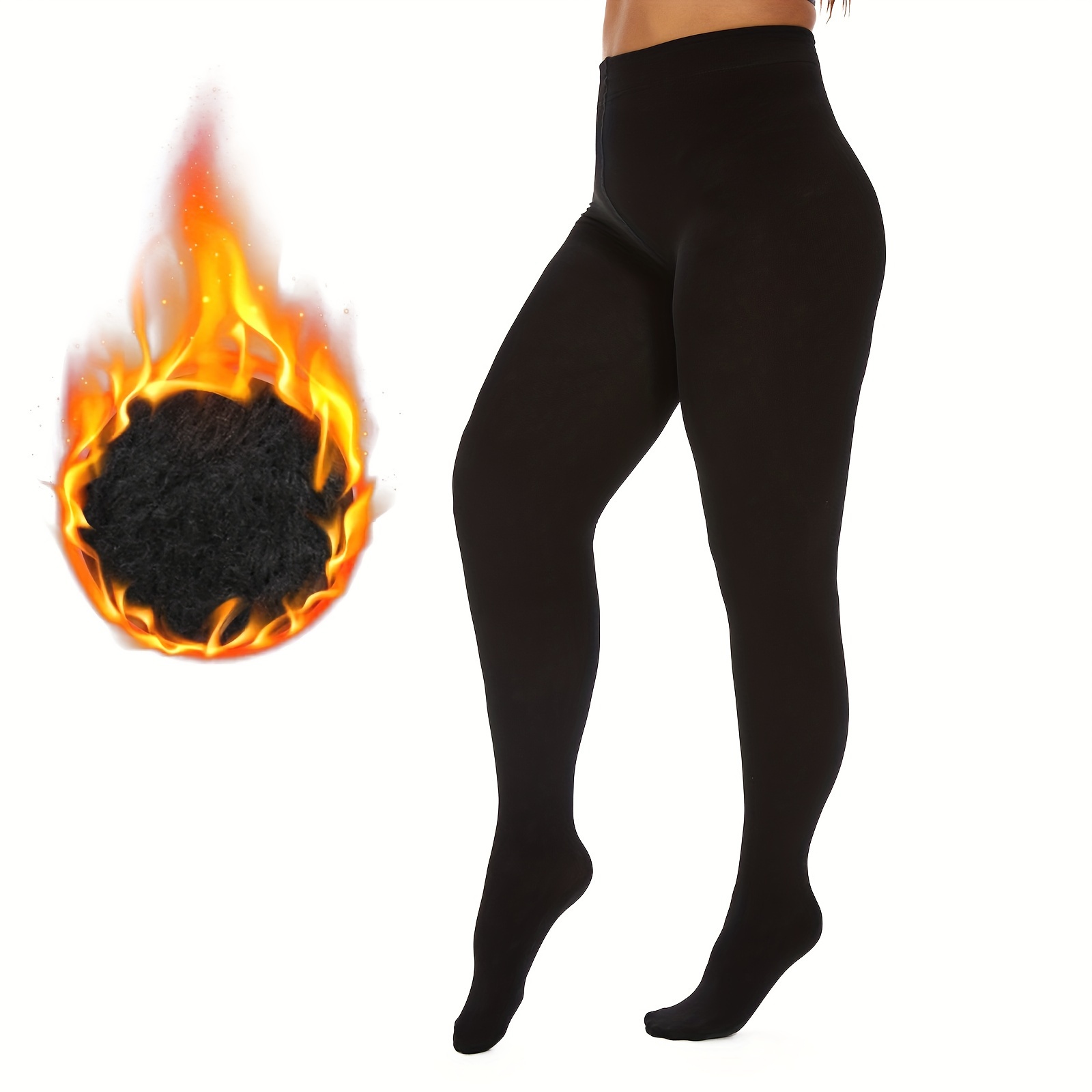 Fake Translucent Plus Size Leggings Fleece Lined Tights Fall And