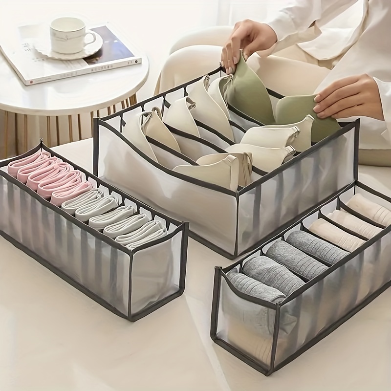 5pcs/set, Collapsible Underwear Drawer Organizer Set - Foldable Storage  Boxes for Socks, Bras, Ties, Lingerie, and More - Includes 6/7/7/11/11 Cell  Di