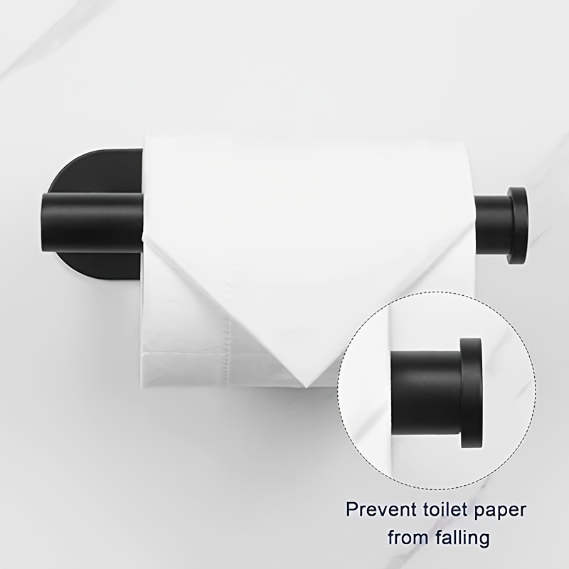 1pc Porte-papier Toilette Noir, Support De Rouleau De Papier Monté