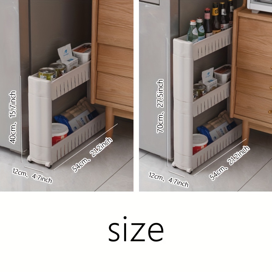 Movable Crevice Storage Cabinet Drawer Bathroom Organizer Home