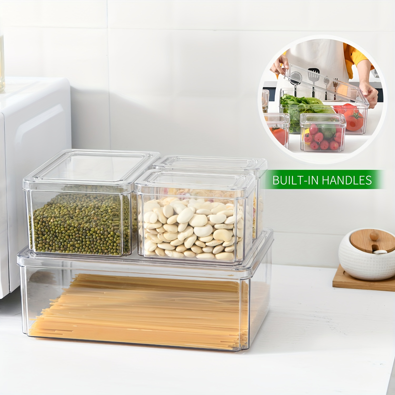 Kitchen Refrigerator Rectangular Crisper Fruit Storage Sealed Box For  Office Worker, Hand Wash, Reusable, Dumpling Meat Eggs Ginger Garlic Green  Onion Food Storage Containers, Kitchen Accessories - Temu