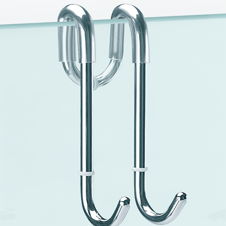 4Pack Shower Glass Door Hooks, Towel Hooks for Bathroom Frameless Glass Shower Door, Shower Squeegee Hooks, Bathroom Frameless Drilling-Free Hanger