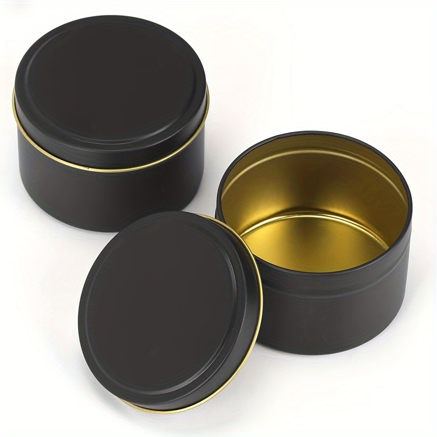 Black Candle Tins With Lids Round Metal Kit For Loose - Temu