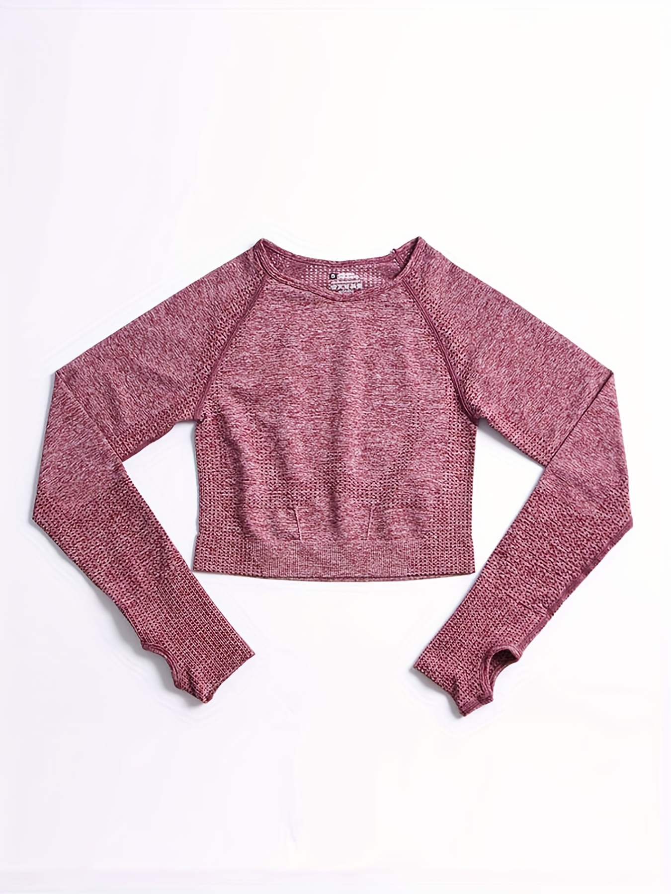 Ptula Long Sleeve crop top Shirt Pink XS Thumbholes P’tula Activewear