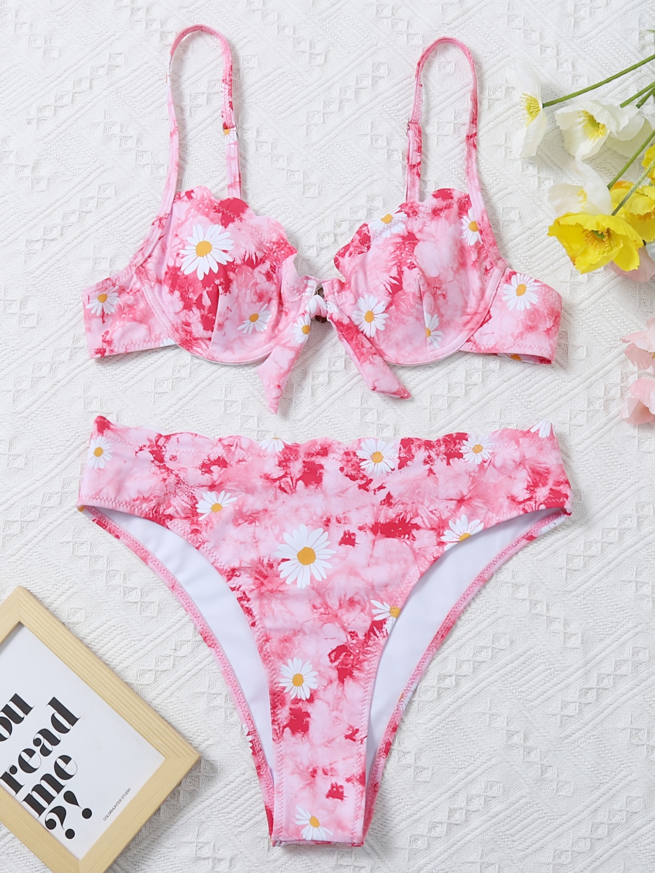 Pink Floral Print 2-Piece Swimsuit