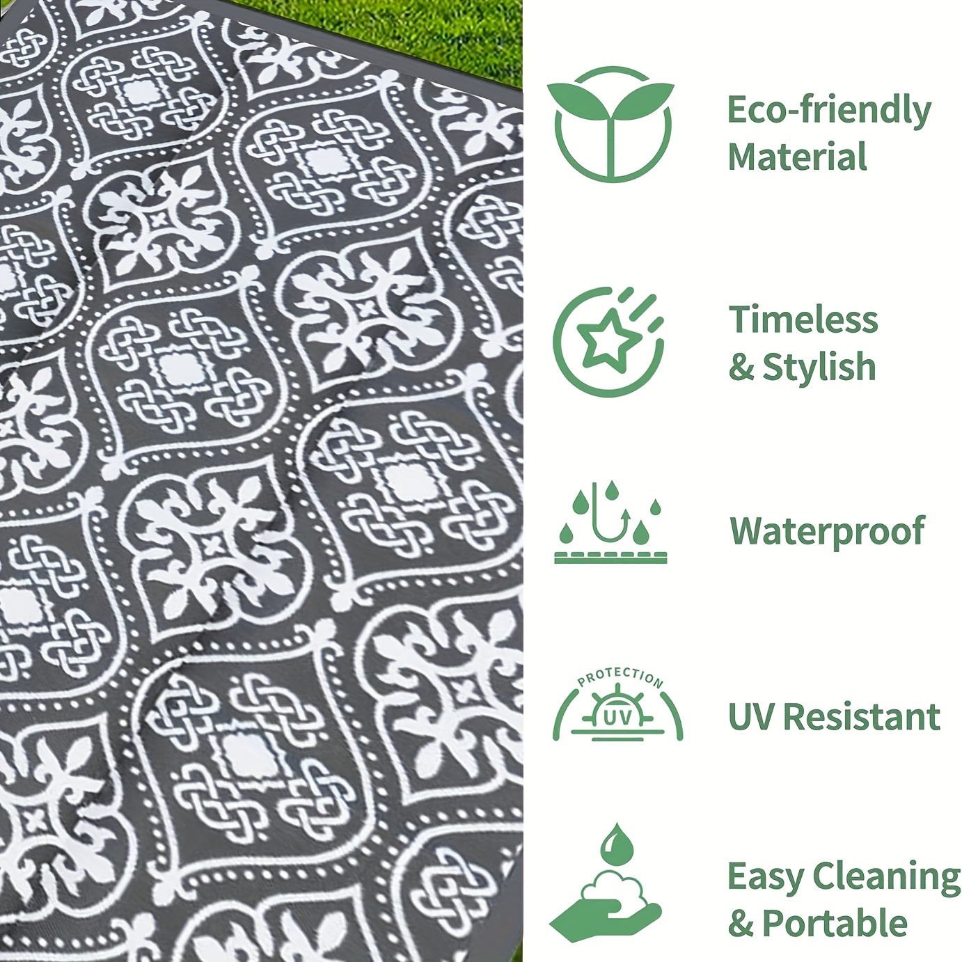 Outdoor Rug Carpet For Patio Rv Camping,waterproof Reversible Portable  Plastic Straw Rug Outside Area Rug Door Mat For Patio Balcony Picnic Floral  Boho Rug - Temu