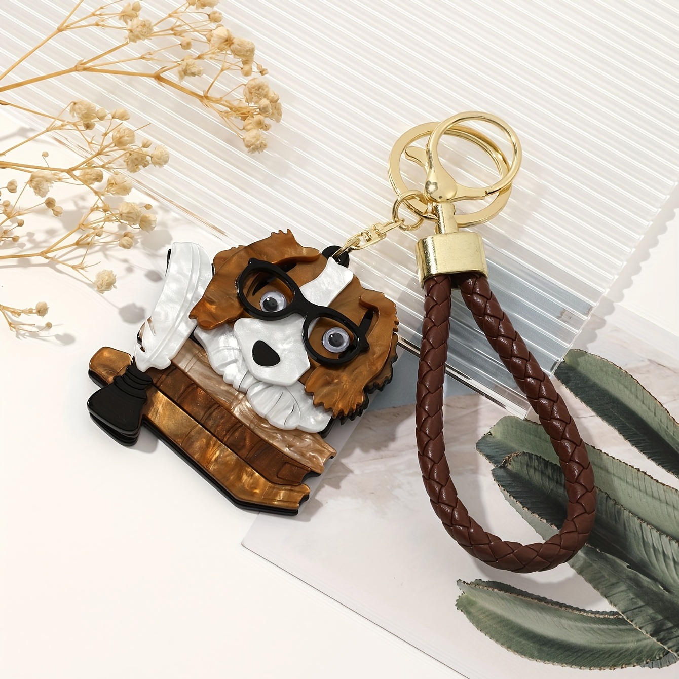 1pc Mens Glasses Dog Fashion Keychain All Match Backpack Car Pendant, Discounts For Everyone