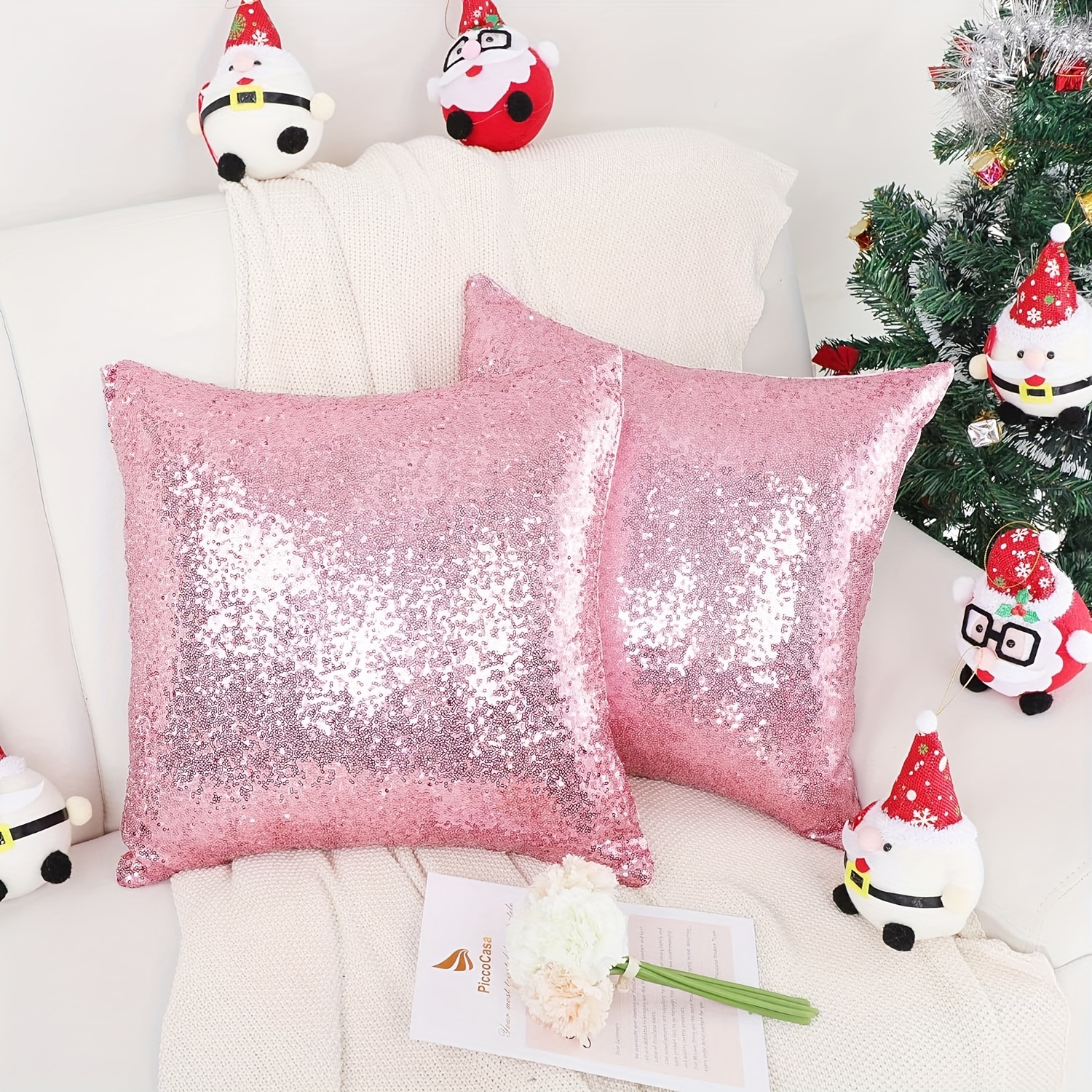 Sequin Throw Pillow Covers Throw Pillow Covers Decor Home Temu