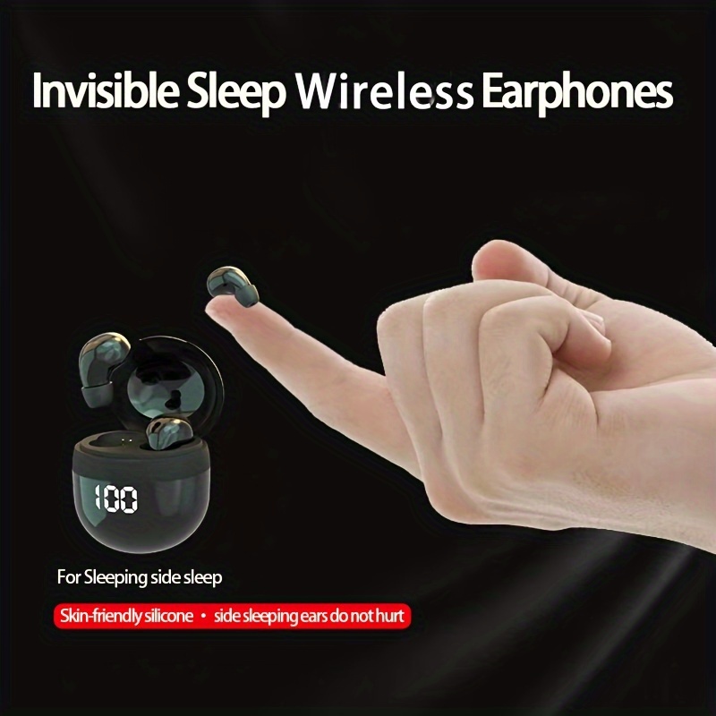 Auriculares para dormir con micrófono TWS Bluetooth para dormir, IPX6,  impermeables, bloquean el ruido, ligeros, cómodos y pequeños auriculares