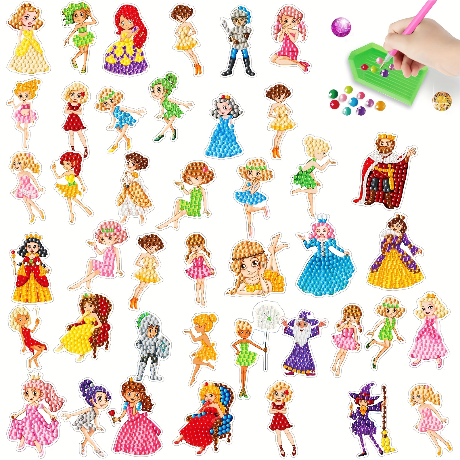 8PCS Diamond Painting Stickers - Disney Princess Adhesive Decals