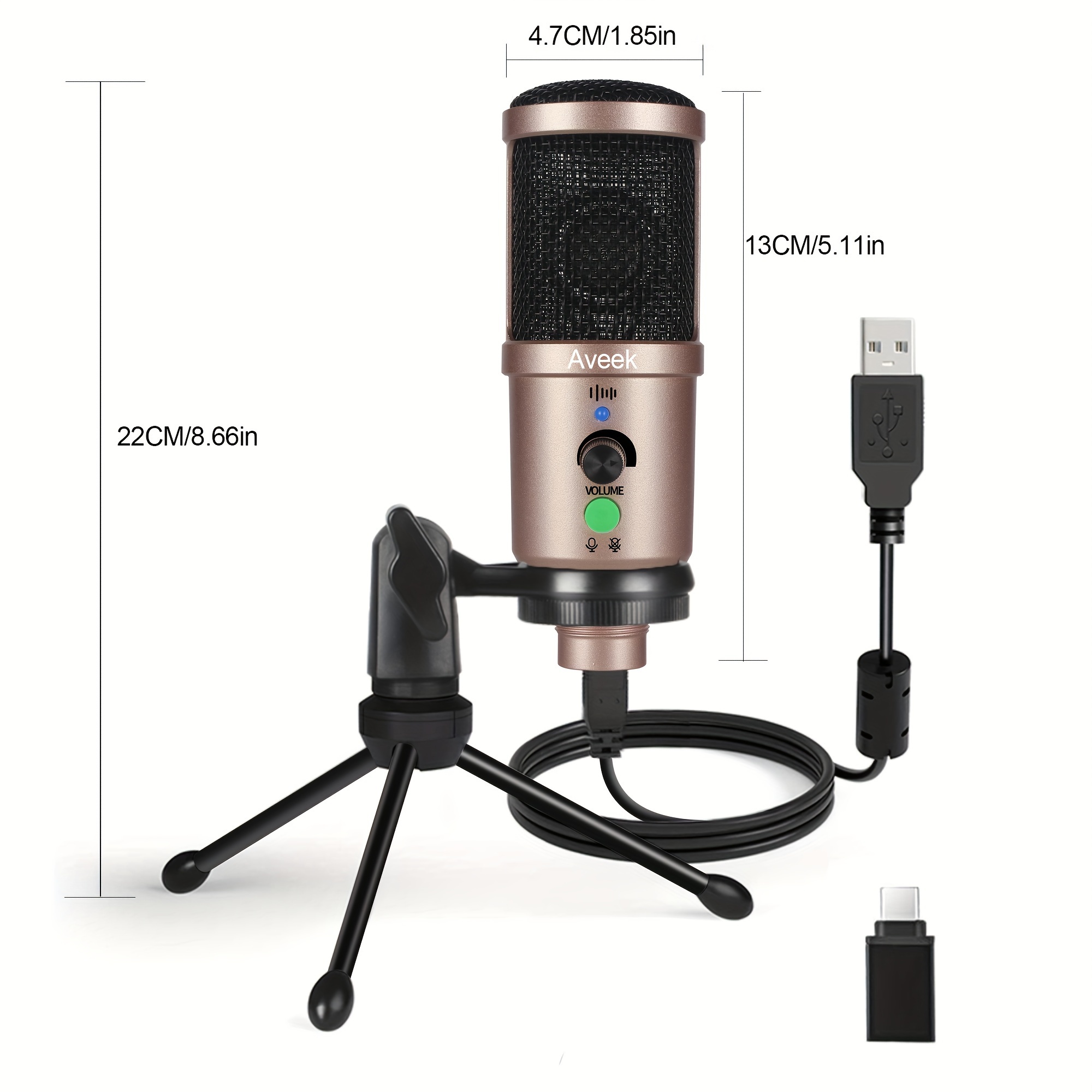 Micrófono USB para PC PC PS4 condensador cardioide ASMR micrófono