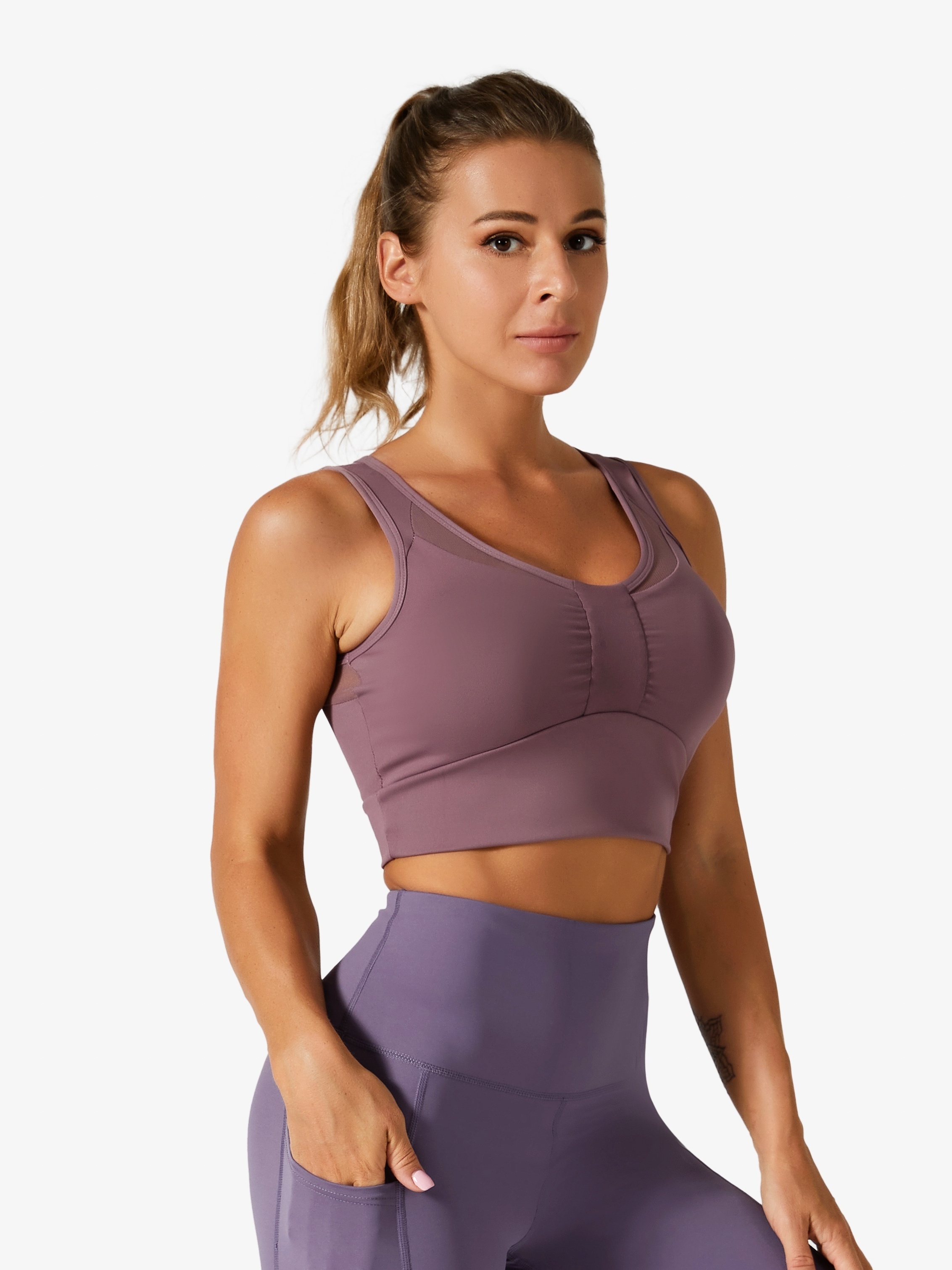 Breathable mesh yoga gyms sports underwear top female shockproof vest  gathered fitness bra running beautiful back Bra