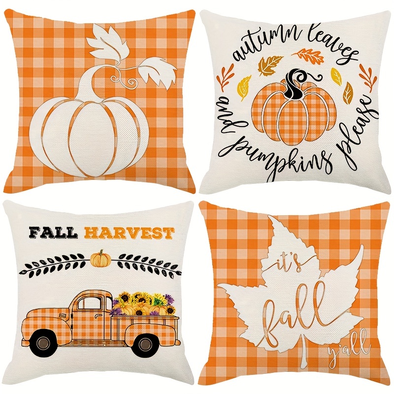 4pcs Fall Decor Pillow Covers Farm Pumpkin Truck Sunflower Throw Pillows  Covers 18inch 18inch No Pillow Insert, Quick & Secure Online Checkout