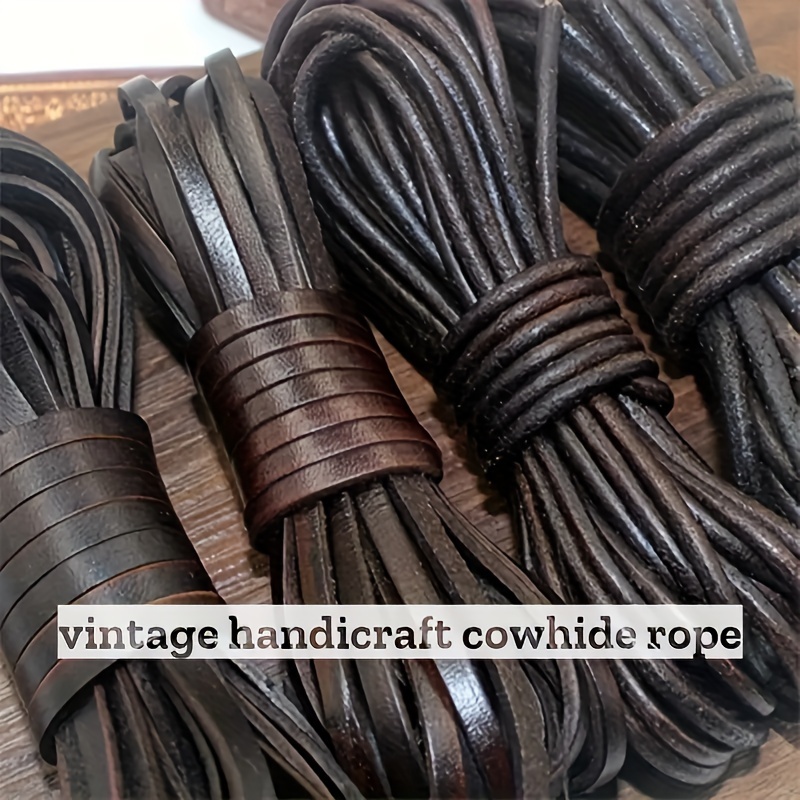 1 Meter Brown Handcraft Braided Woven Genuine Leather Cords - Temu
