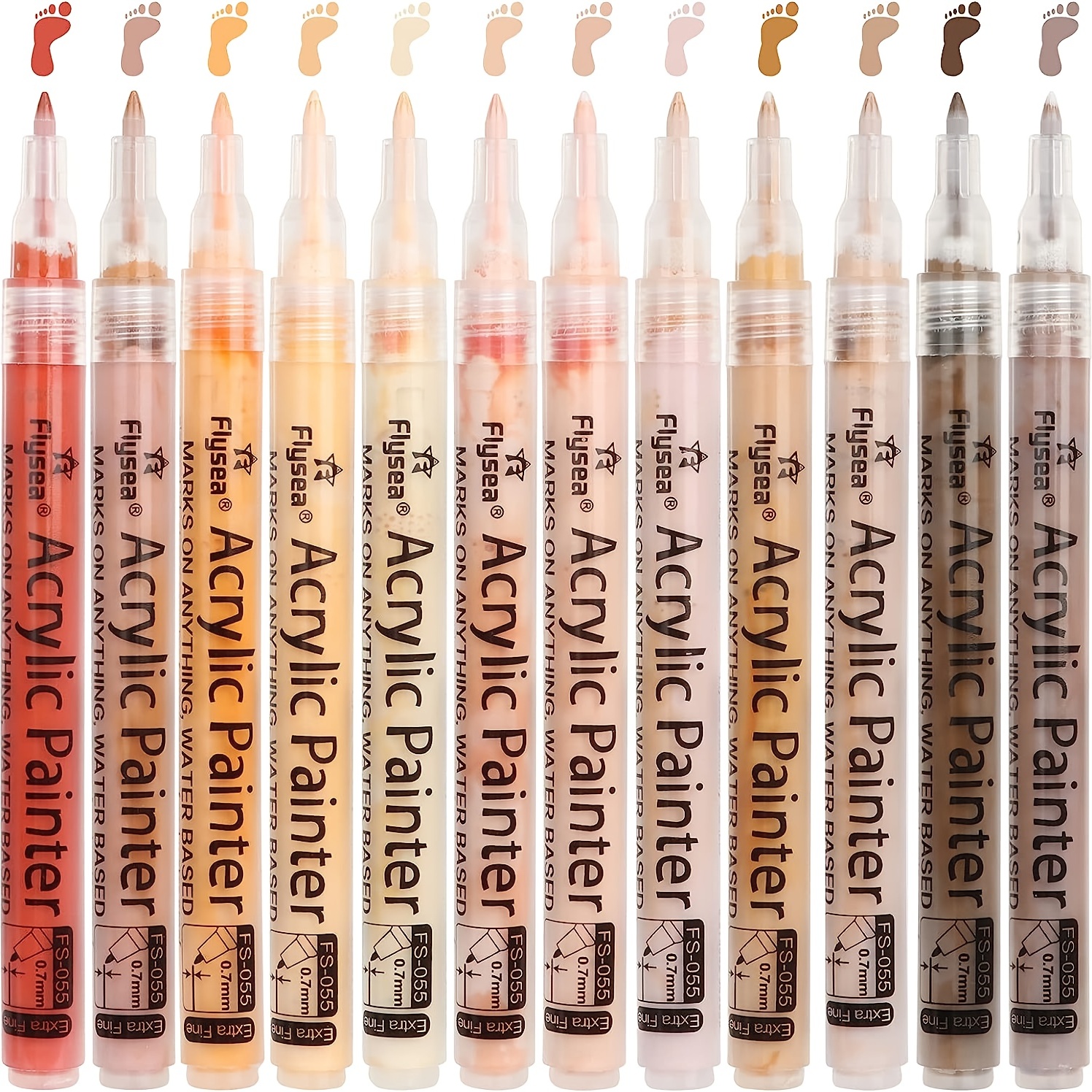 Acrylic Paint Pens 22 Assorted Skin Flesh Tones Pro Color Series