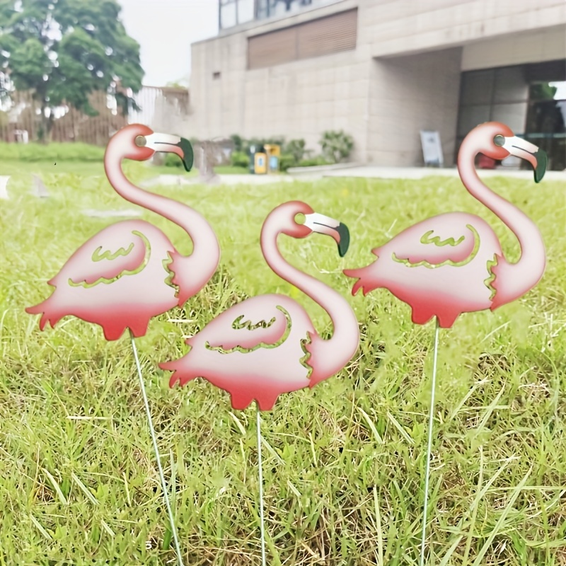 Flamingo Statue Outdoor Lawn Yard Garden Art Decor Metal Art Sculpture Pink  Iron
