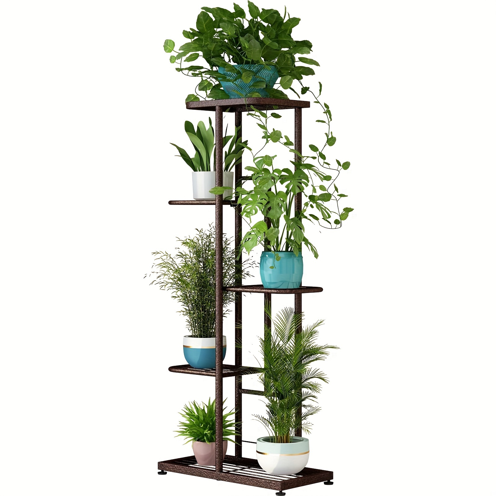 

1pc, 5 Tier 6 Potted Bronze Plant Stand Metal For Indoor Outdoor Potted Multiple Flower Pot Holder Shelf Planter Display Shelving Unit For Patio Garden Corner Balcony Living Room, Home Decor