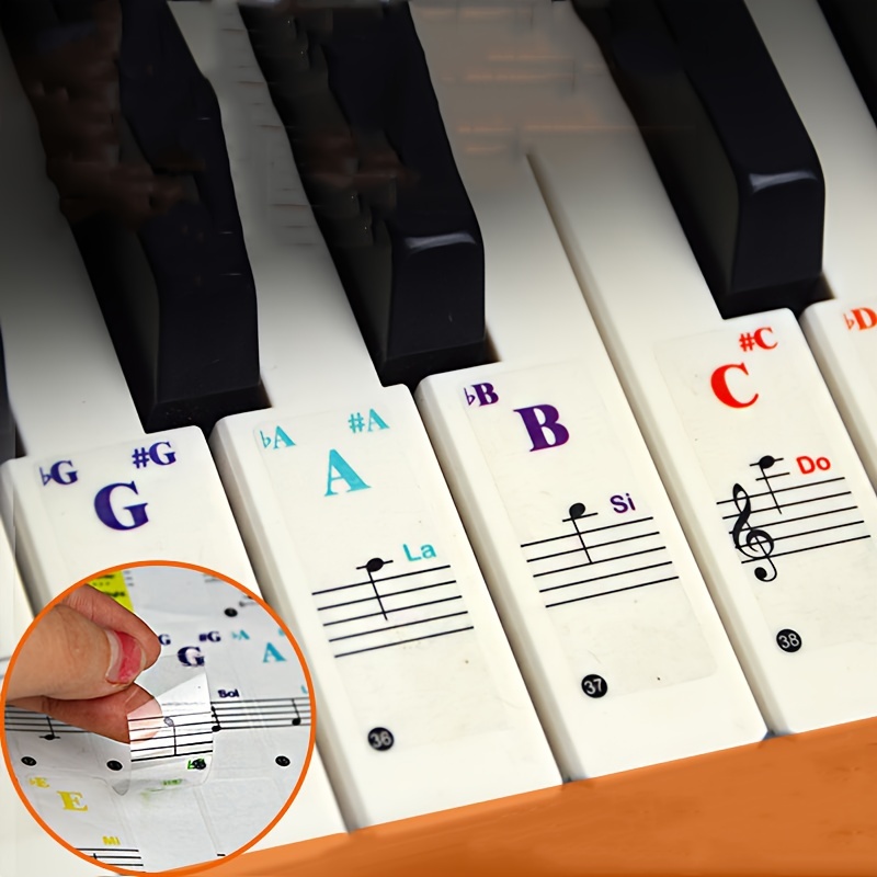 Piano Stickers Keyboard Music Note Chart Removable Decal 49, 54 ,61 88 Keys  UK
