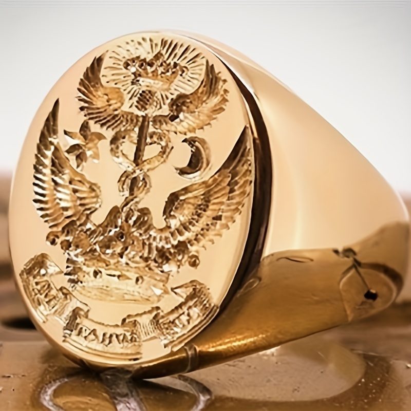 Men's Gothic Double Head Eagle Ring, Retro Punk Style